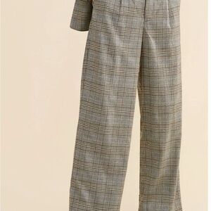 Madewell Margot Wool Blend Slouchy Straight Trousers Women's Brown Plaid Pants 6